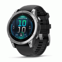 fenix E – 47 mm, AMOLED - Stainless Steel with Black Silicone Band - 010-03025-00 - Garmin